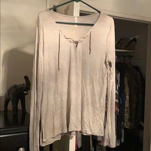 Lace up oatmeal colored tunic